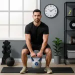 Kettlebell 12 kg, Ergonomisk Träningsvikt för Styrka och Kondition, Skonsam mot Golv, Blå