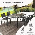 Trädgårdsmöbler Sittgrupp Mörkgrå av Mesh och Metall för Uteplats 5 Delar med Matbord och 4 Stapelbara Stolar Bekväm