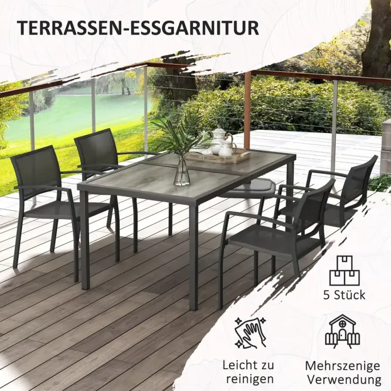 Trädgårdsmöbler Sittgrupp Mörkgrå av Mesh och Metall 5