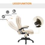 Massagestol Kontorsstol Chefsstol 6-Punkts Vibrationsmassage och Värmefunktion Vridbar Konstläder Beige