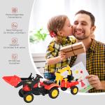 Pedaltraktor med Släp och Frontlastare Pedalgrävare för Barn från 3 År Röd 179 X 42 X 59 Cm