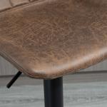 Barstolar Köksstolar Set om 2 Brun av Polyester och Metall för Barkök Höjdjusterbara med Fotstöd Snurrstol 43 x 46,5 x 89-110 cm
