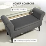 Bänk Förvaringsbänk Mörkgrå av Polyester och Trä för Hall och Sovrum Stoppad Bröstbänk med Armstöd 111,5 x 41 x 65 cm