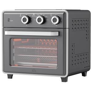 Miniugn Varmluftsfritös Silver av Metall för Kök 20 l Ugn med Cirkulationsluft och 5 Lägen 90-230 Grader