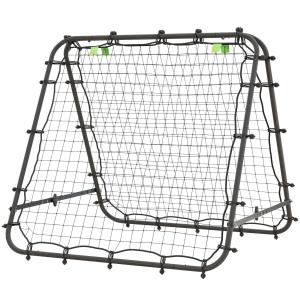 Rebounder Fotbollsmål Svart av Stål och Nät för Fotbollsträning Dubbelsidig Kickback Rebound Vägg 100 x 95 x 90 cm