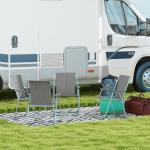 Trädgårdsstolar Campingstolar Grå av Oxford Tyg och Metall för Trädgård och Balkong Set om 4 Hopfällbara Stolar med Ryggstöd 53 x 54 x 76 cm