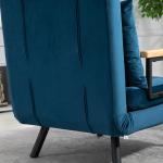 Bäddsoffa Relaxstol Blå av Sammet och Metall för Vardagsrum Sängfunktion med Justerbart Ryggstöd och Ryggkudde 63 x 73 x 81 cm