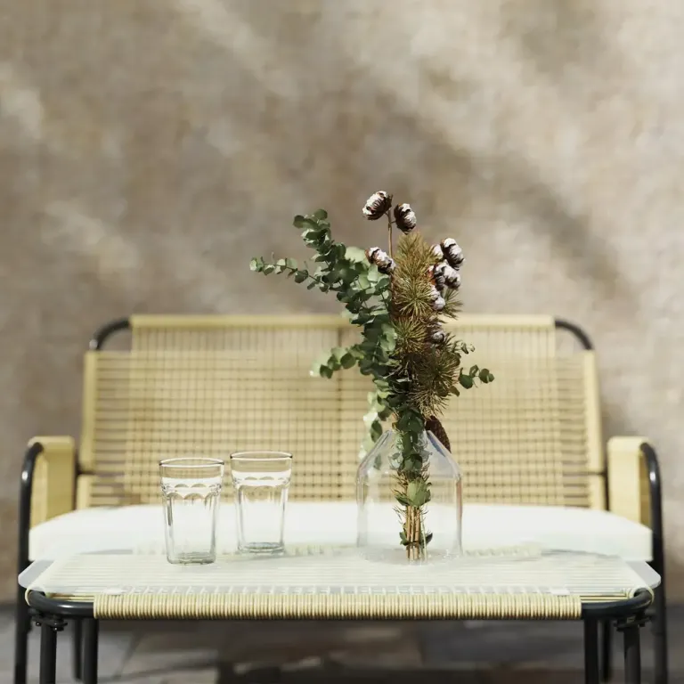 Trädgårdsmöbelset Sittgrupp Svart Gul 110 x 65 x 74 cm