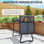 Trädgårdspall för Knäskydd med Dyna och Verktygsväskor för Odling Hållbar och Hopfällbar Grå Metall och Plast 150 kg 58 x 28 x 49 cm
