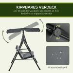 Hammock Trädgårdsgunga 3-Sits Grå Vit av Tyg och Metall för Trädgård och Terrass Gunga med Sittdyna 240 kg 172 x 110 x 153 cm