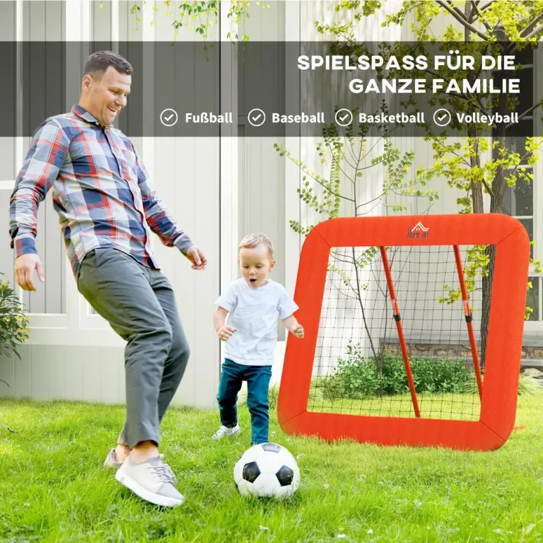Rebounder Fotbollsnät Röd av Metall och Nät för Bollsport