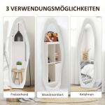 Väggspegel Helfigursspegel Vit av Glas och Sammet för Sovrum Oregelbunden Vågig Stående Spegel 50 x 160 cm
