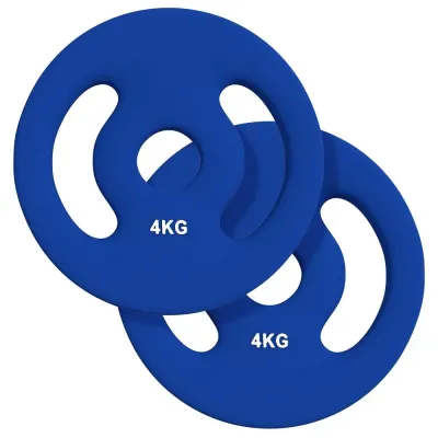 Viktskivor med Handtag 2 x 4 kg för Styrketräning, Blå