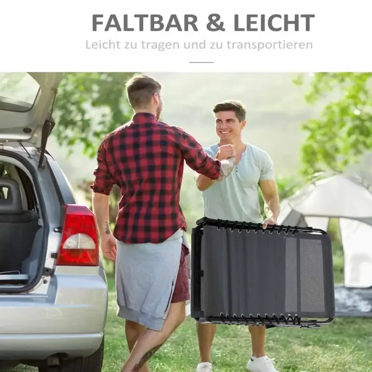 Solstol Solsäng Hopfällbar med Kudde Grå av Textil