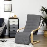 Accentfåtölj med Justerbart Fotstöd, Björkträ, upp till 120 kg, Grå, 66,5 x 94 x 100 cm