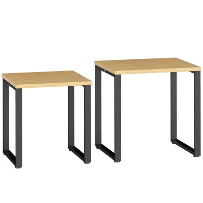 Soffbord 2-Pack Naturfärgad Trä och Metall Satsbord