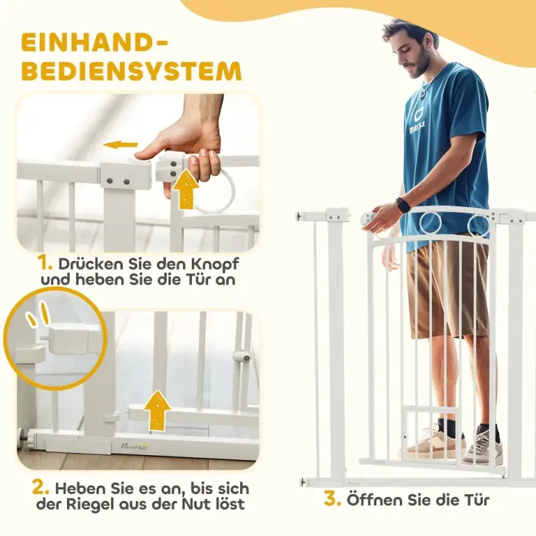 Säkerhetsgrind Trappgrind Spärr utan Borrning Vit 76-104 cm
