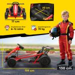 Elbil Go-kart 24V Röd Metall och Plast för Barn 8-12 År Elektrisk Bil med Driftläge och Musik Säkerhetsbälte Rolig Körning