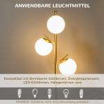 Golvlampa Stålampe Silver av Glas och Metall för Vardagsrum med 3 Lampskärmar E27 Sockel Modern Belysning Höjd 169 cm 40 W