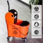 Städvagn med Mobil Hink och Vridanordning 36 L för Professionell Rengöring Svart Orange 54 X 41 X 91,5 Cm