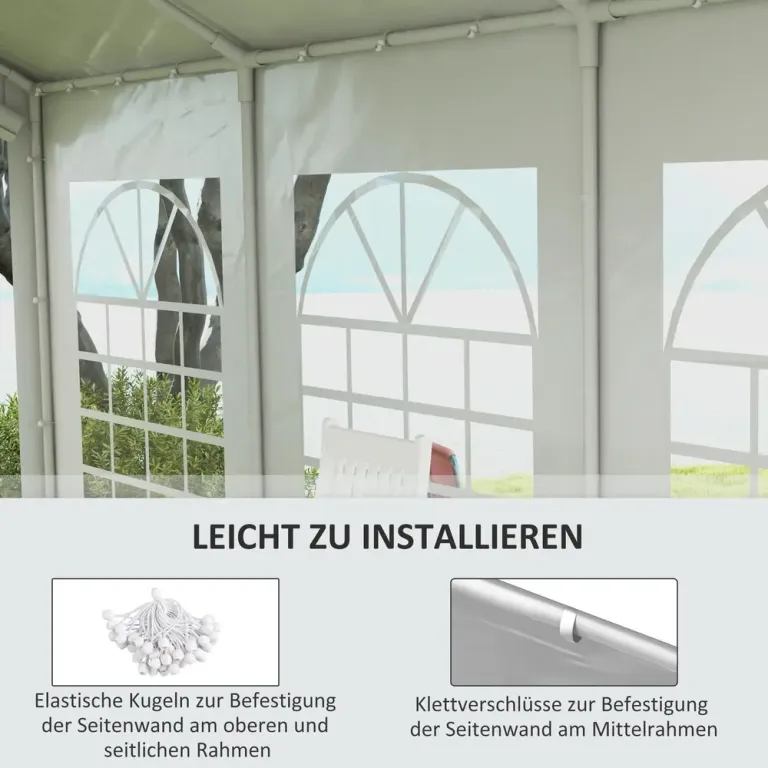 Vattentät Sidovägg för Partytält &Amp; Paviljong, 6x2 m, Vit