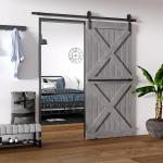 Skjutdörrsbeslag Komplett Set, Monteringssats för Skjutdörr med Skena och Rullar, Robust System i Kolstål, Svart, 200 x 40 cm