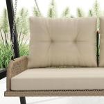 Hammock Rottinggunga 2-Sits Beige av Rotting ve Metall för Trädgård ve Balkong Hängbänk med Kuddar ve Kedjor 115 x 66 x 44 cm
