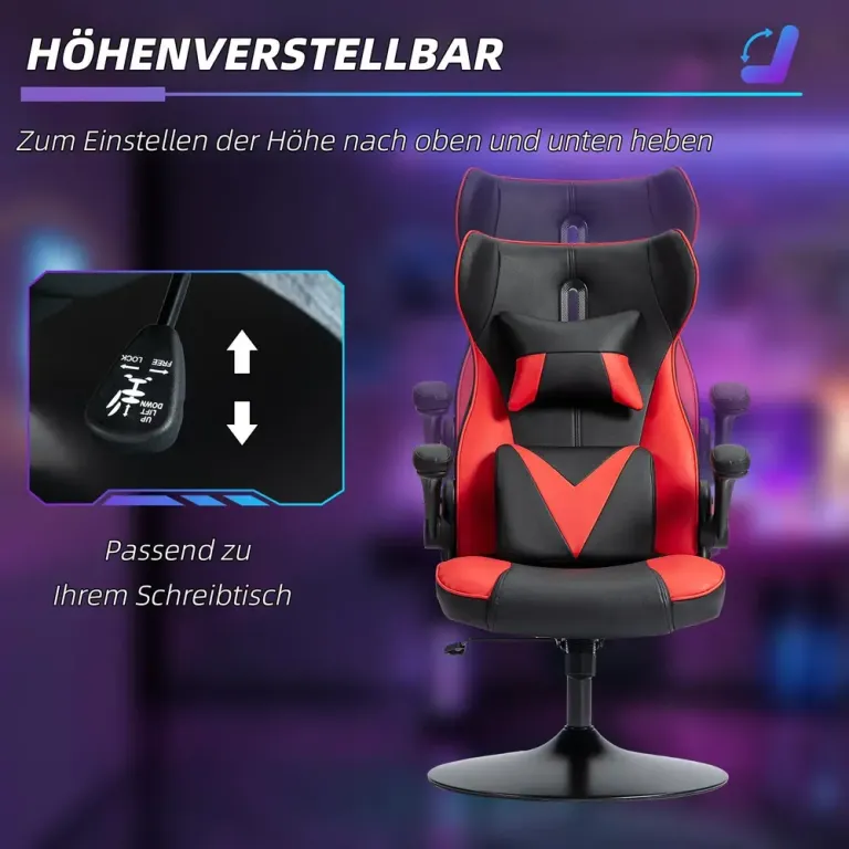 Gamingstol Datorstol Svart Röd av Konstläder och Metall