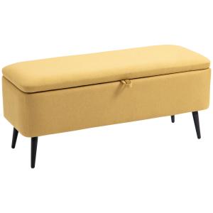 Stoppad Förvaringsbänk med Linnelook, upp till 150 kg, Gul, 101 x 38,5 x 44,5 cm