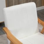 Fåtölj Enkelstol Kräm av Tyg med Sammetslook och Trä för Vardagsrum Scandi Design Klädd Stol med Armstöd Bekväm Sittplats 68 x 74 x 82 cm