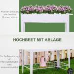 Upphöjd Bädd Mobil Växtvagn med Förvaringsutrymme 2 Hjul Metall Vit 112 X 59 X 80 Cm