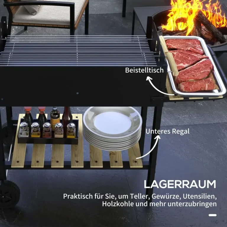 Kolgrill Campinggrill Svart av Metall 113 x 53,5 x 82,5 cm