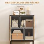 Sideboard Push to Open Svart och Naturfärgad MDF för Vardagsrum och Kök Skänk med Metallben och Dold Förvaring 120 cm