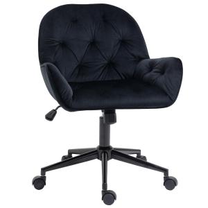 Snurrstol i Svart Sammet, Justerbar Kontorsstol för Vardagsrum, Elegant Skrivbordsstol med Ergonomisk Design, Svart
