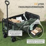 Hopfällbar Trädgårdsvagn Transportvagn med Avtagbar Presenning, 90 kg, 72 L, Grön