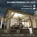Pop-up Paviljong med LED-belysning och Myggnät för Trädgård Hållbar och Stabil Brun Polyester och Metall 3,3 x 3,3 m