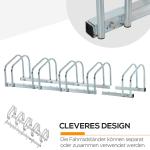 Cykelställ Flexibelt för 5 Cyklar Utbyggbart Golv- eller Väggmonterat Passar Däck Upp till 55 Mm Galvaniserat Stål Silver 130 X 33 X 27 Cm