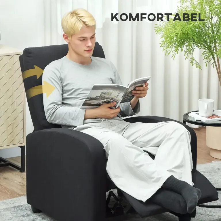 Vilstol 135° Utdragbart Fotstöd och Vadderade Armstöd