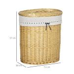 Tvättkorg i Bambu med Lock, Rymlig Tvättbehållare med Handtag, Naturlig Design för Badrum och Sovrum, Natur, 51 x 38 x 57 cm, 100 l
