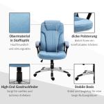 Ergonomisk Chefsstol Ljusblått Linne Höj- och Sänkbar Kontorsstol med Bekväm Vaddering Ljusblå 66 X 75 X 110-120 Cm