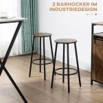 Köksbarstolar Barstolar Set om 2 Brun av Metall och Trä för Matsal Industriell Design med Fotstöd Lastkapacitet upp till 120 kg 42 x 42 x 65 cm