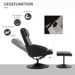 Vilstol med Fotpall, Konstläderfodral, Liggande, Ergonomisk Design, Svart