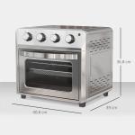 Miniugn Varmluft Robust Silver Rostfritt Stål för Bakning och Grillning 6 Lägen Timer Tillbehör 24 Liter