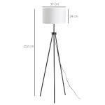 Golvlampa Modern E27 Stål och Polyester för Vardagsrum och Sovrum Svart och Vit 37 X 37 X 152 Cm