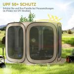 Pop-up Campingtält, Bärbart med UPF50+ Skydd och Nätsidor, Kaki