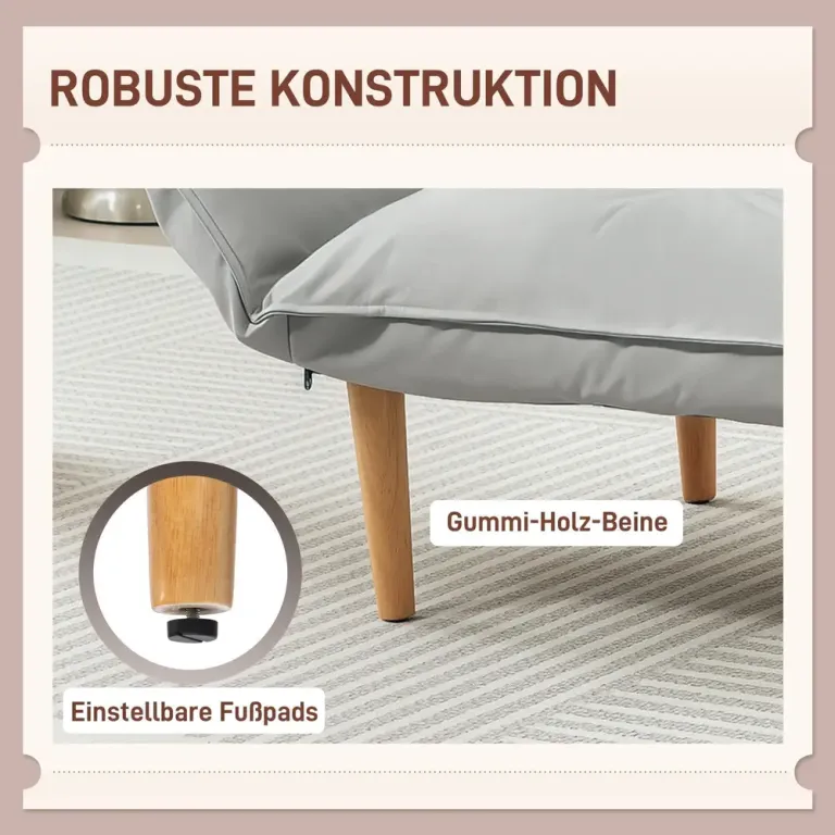 Fåtölj Golvstol 2-i-1 med Ryggstöd Ljusgrå av Mikrofiber