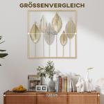 Väggdekoration Löv Guld Metall för Vardagsrum och Sovrum Väggkonst i Modern Stil Elegant Inredning med Naturmotiv