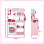 Lekkök Barn Rosa Trä och MDF för Barnrum Leksakskök med Tillbehör och Ljudfunktion Kompakt Design för Rolig Lek