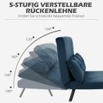 Bäddsoffa Vilstol Blå av Sammet och Trä för Gästrum Hopfällbar Soffa med Sängfunktion och Justerbart Ryggstöd 102 x 73 x 81 cm