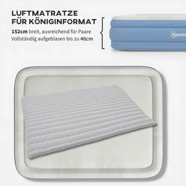 Luftmadrass Campingsäng Ljusblå för 2 203 x 152 x 46 cm